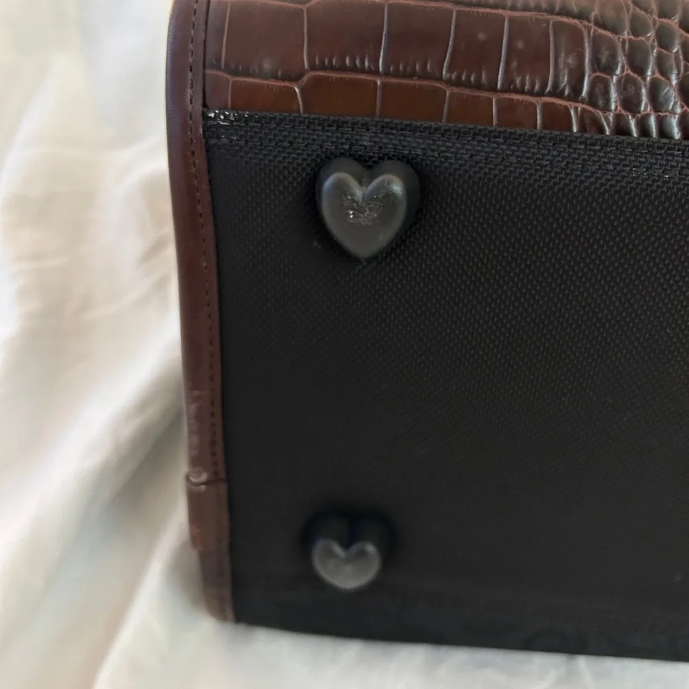 Brighton Lansky Black & Brown Croc Leather Weekender Travel Laptop Bag